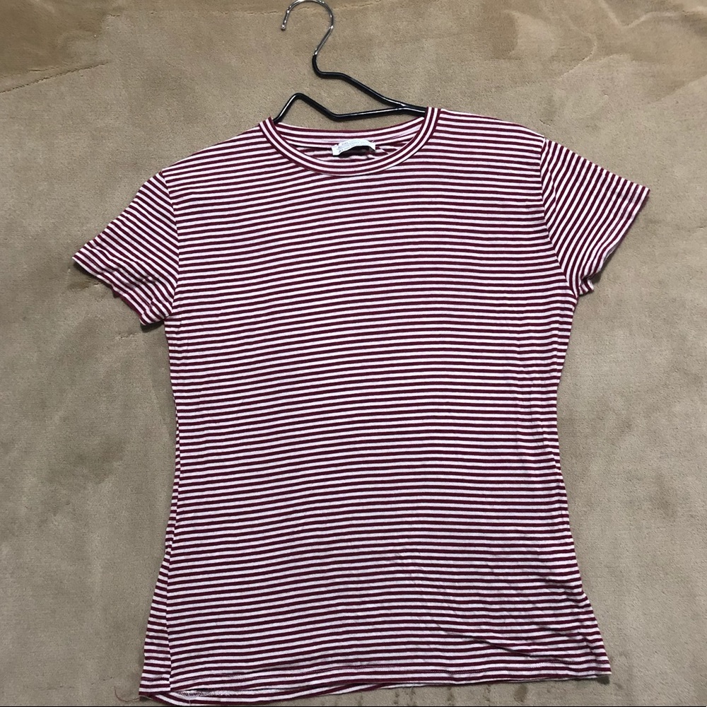 Zara Trafaluc Maroon Stripped Tee